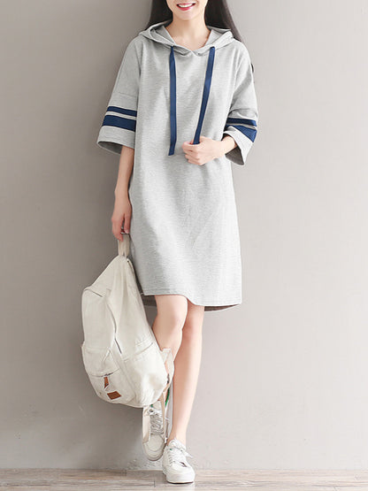 CASUAL SPLIT-JOINT HOODIE SWEATSHIRT DRESS