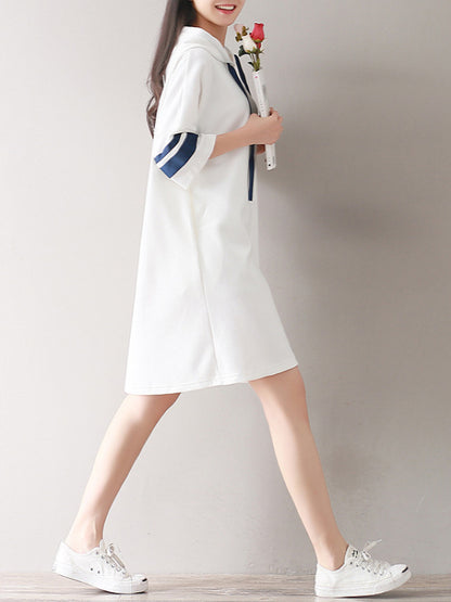 CASUAL SPLIT-JOINT HOODIE SWEATSHIRT DRESS