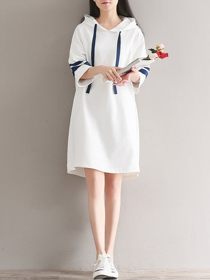 CASUAL SPLIT-JOINT HOODIE SWEATSHIRT DRESS