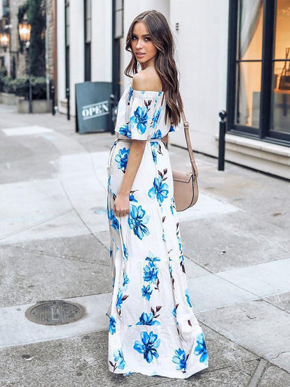 Bohemia Printed Off-the-shoulder Maxi Dress