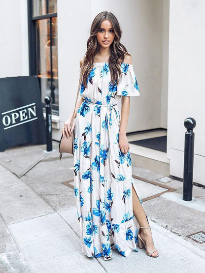 Bohemia Printed Off-the-shoulder Maxi Dress
