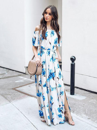Bohemia Printed Off-the-shoulder Maxi Dress