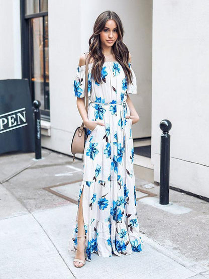 Bohemia Printed Off-the-shoulder Maxi Dress
