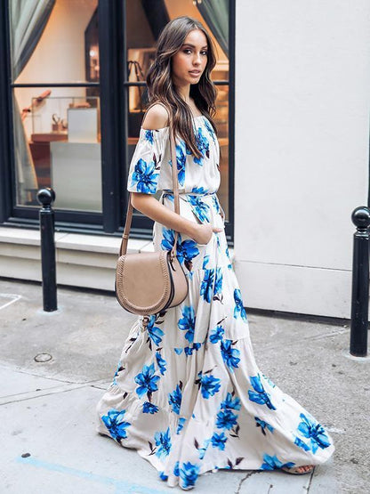 Bohemia Printed Off-the-shoulder Maxi Dress