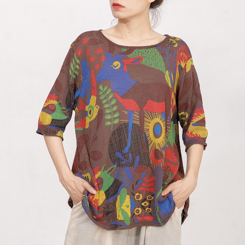 Cartoon Deer Casual Loose Knitting Blouse