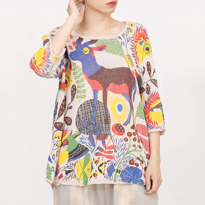 Cartoon Deer Casual Loose Knitting Blouse