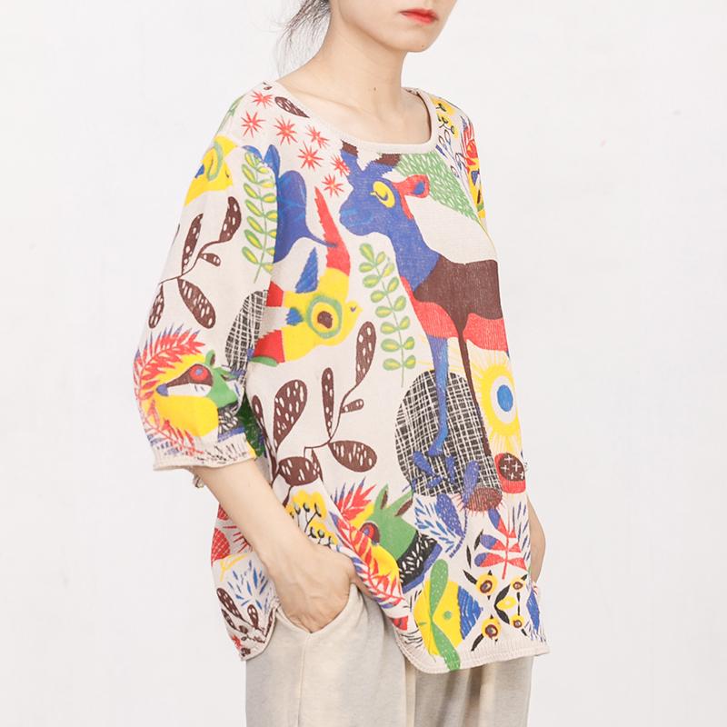 Cartoon Deer Casual Loose Knitting Blouse