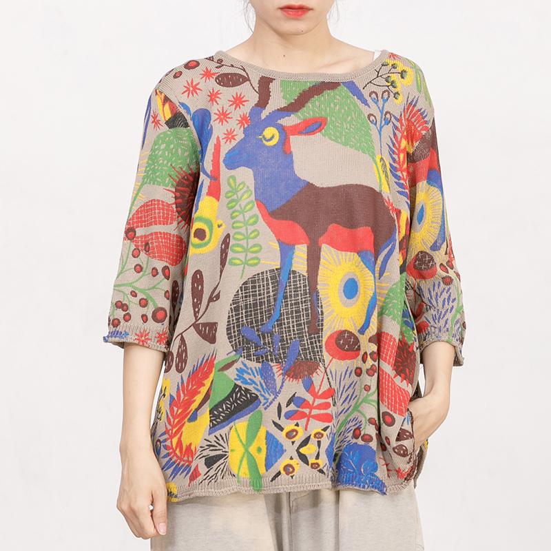 Cartoon Deer Casual Loose Knitting Blouse