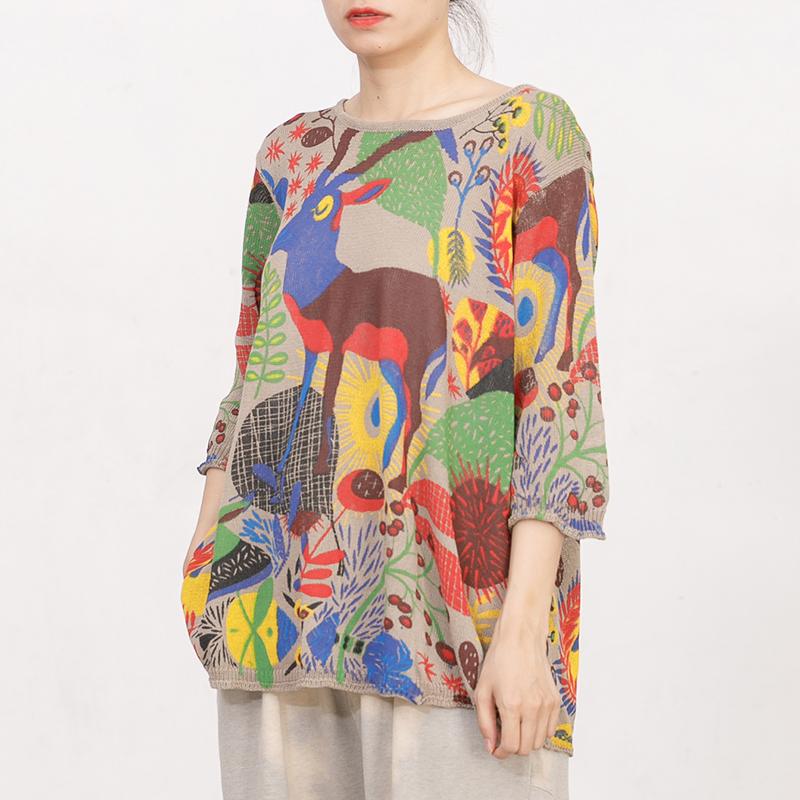Cartoon Deer Casual Loose Knitting Blouse