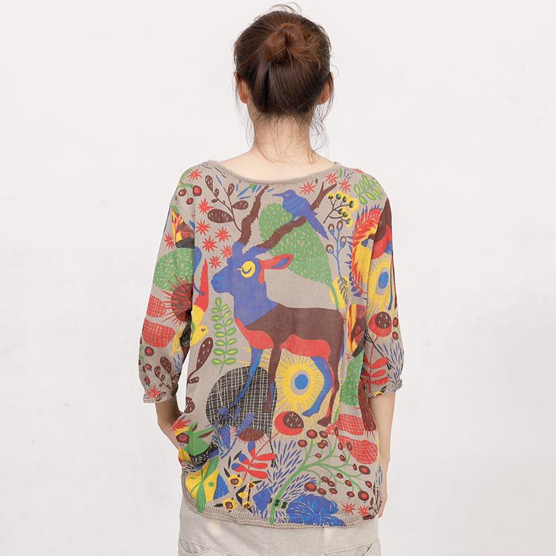 Cartoon Deer Casual Loose Knitting Blouse
