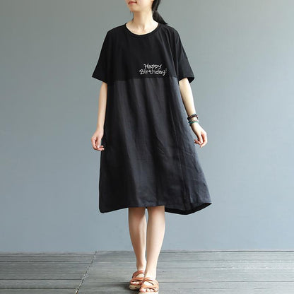 Cartoon Little Girl And Letter Printed Loose Dress
