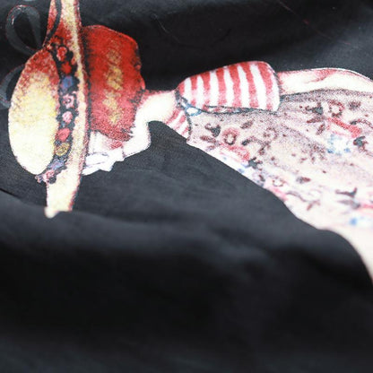 Cartoon Little Girl And Letter Printed Loose Dress