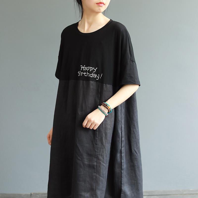 Cartoon Little Girl And Letter Printed Loose Dress