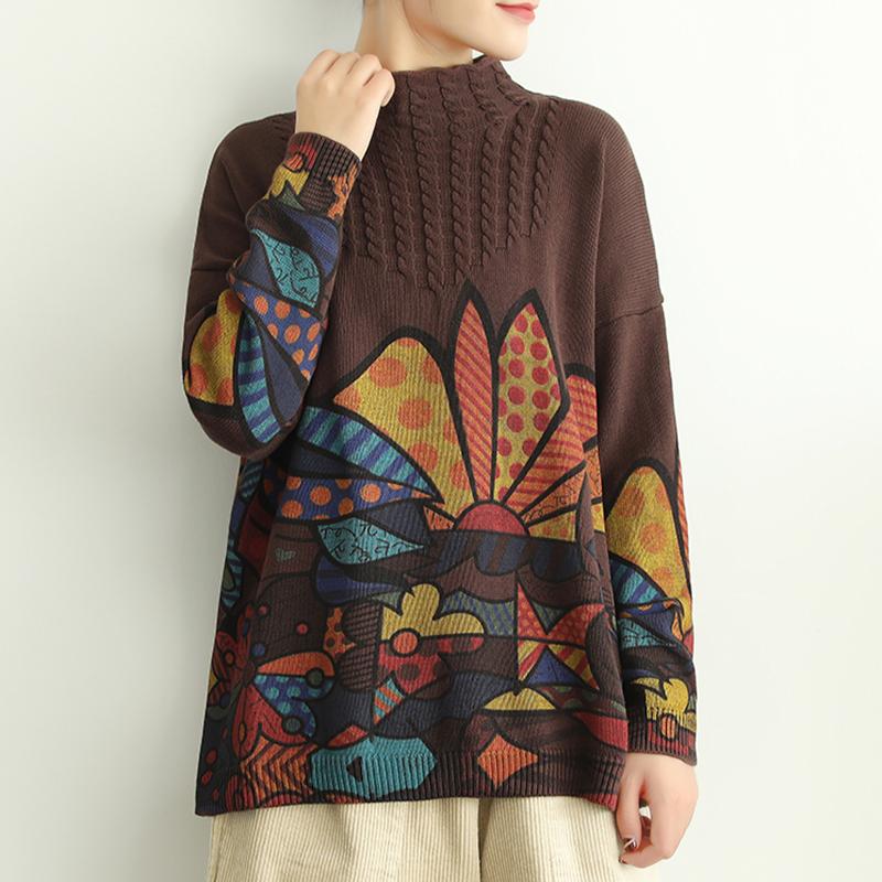 Cartoon Printed Long Sleeve Knitted Shirt