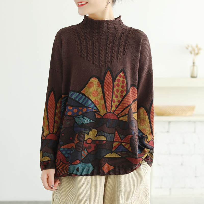 Cartoon Printed Long Sleeve Knitted Shirt