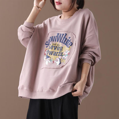 Cartoon Printed Pullover Loose Casual Sweatshirt