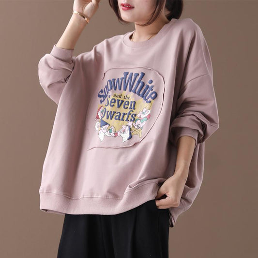 Cartoon Printed Pullover Loose Casual Sweatshirt