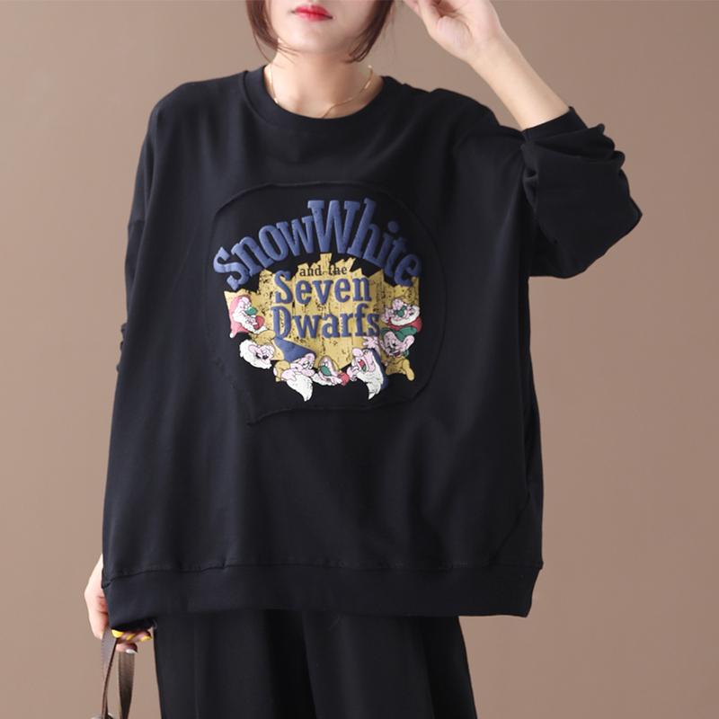 Cartoon Printed Pullover Loose Casual Sweatshirt