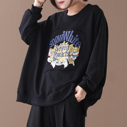 Cartoon Printed Pullover Loose Casual Sweatshirt