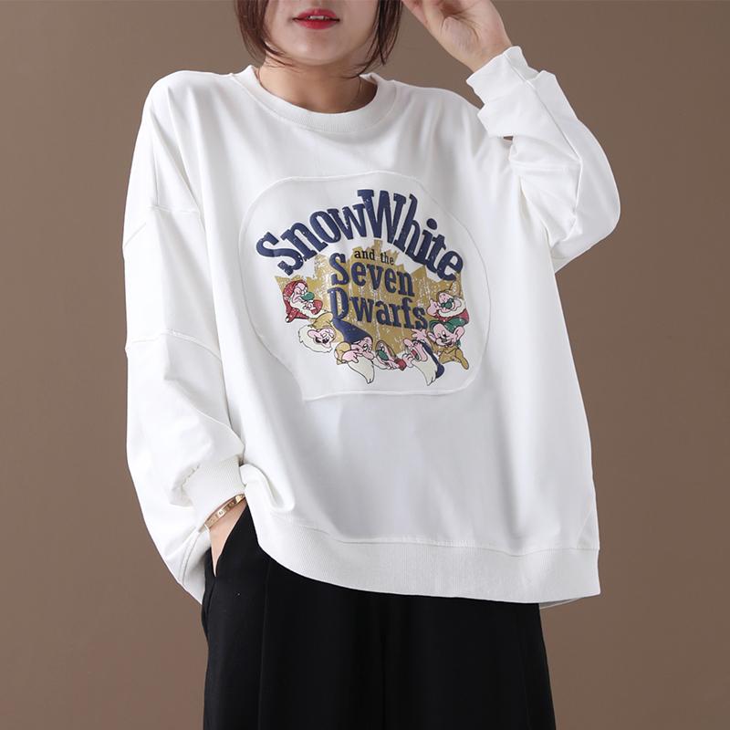 Cartoon Printed Pullover Loose Casual Sweatshirt