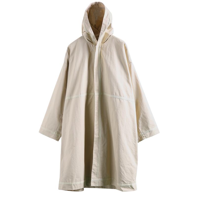 Casual And Simple Solid Color Hooded Trench Coat