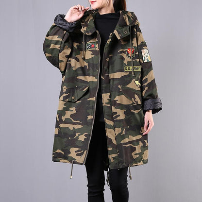 Casual Camouflage Patchwork Hooded Coat