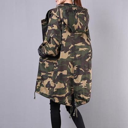 Casual Camouflage Patchwork Hooded Coat