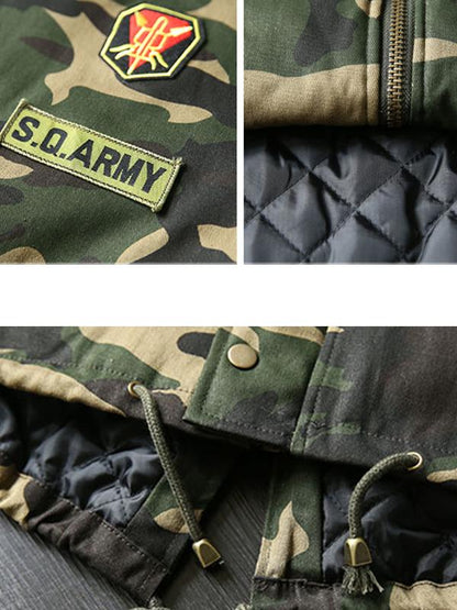 Casual Camouflage Patchwork Hooded Coat
