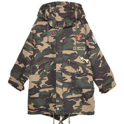 Casual Camouflage Patchwork Hooded Coat