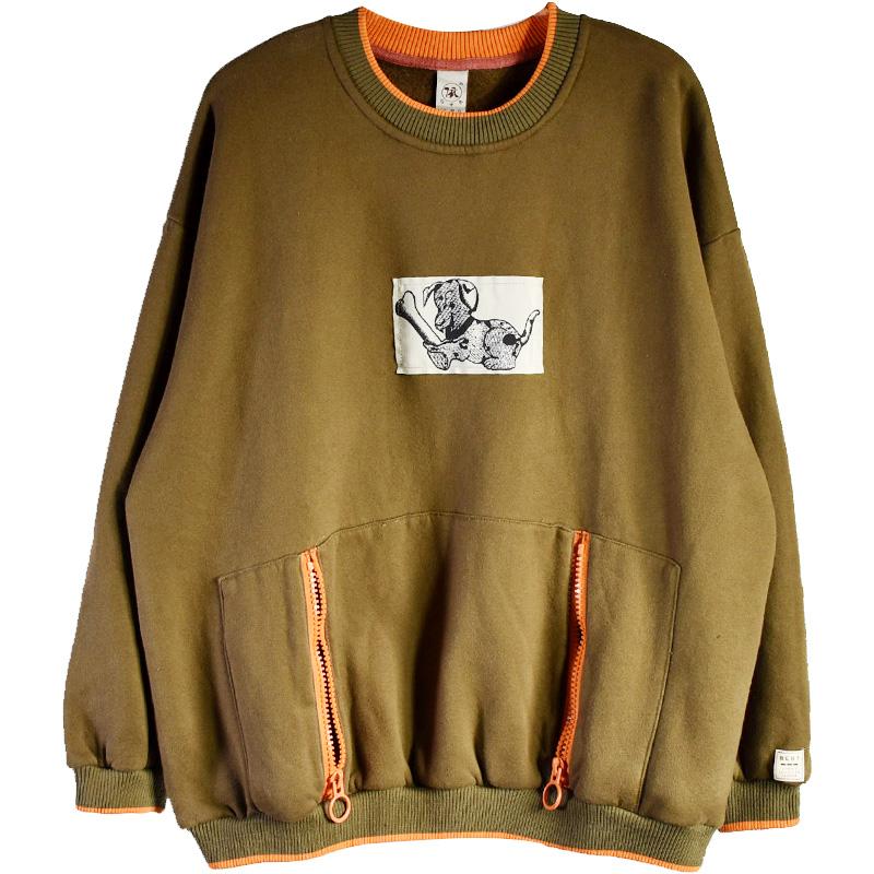 Casual Cartoon Dog Patchwork O-neck Sweatshirt