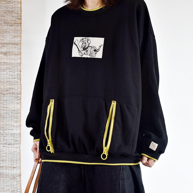 Casual Cartoon Dog Patchwork O-neck Sweatshirt