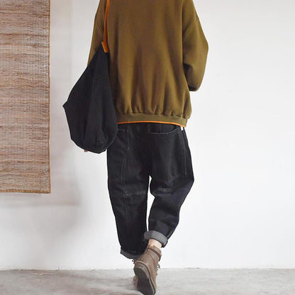 Casual Cartoon Dog Patchwork O-neck Sweatshirt