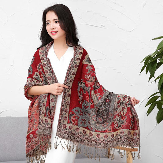 Casual Cashew Jacquard Warm Shawl
