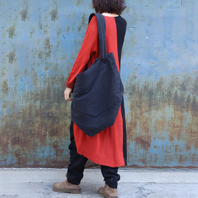 Casual Color Matching Lacing Loose Knit Shirt