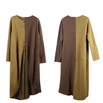 Casual Color Matching Lacing Loose Knit Shirt