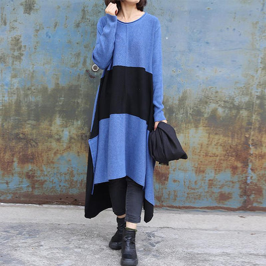 Casual Color Matching Loose Knit Dress
