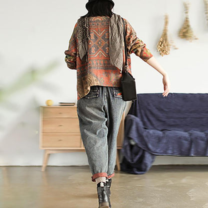 Casual Colored Printed Comfortable Knit Coat
