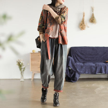 Casual Colored Printed Comfortable Knit Coat