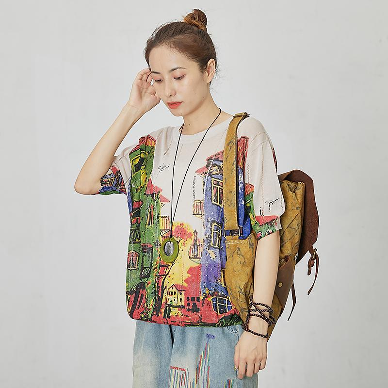 Casual Comfortable Printed Loose Knitting T-Shirt