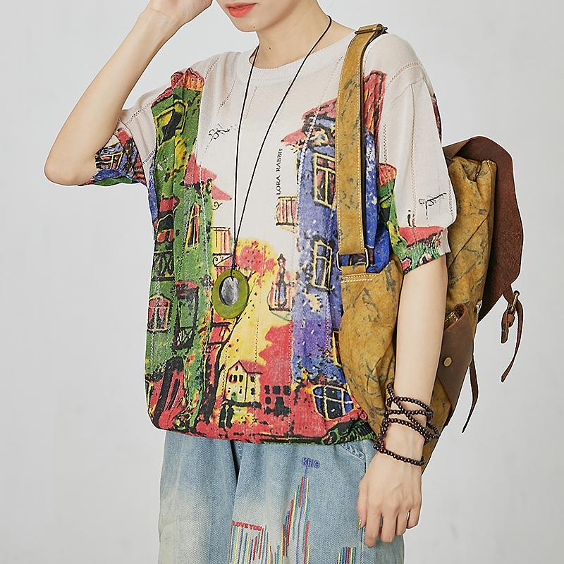 Casual Comfortable Printed Loose Knitting T-Shirt