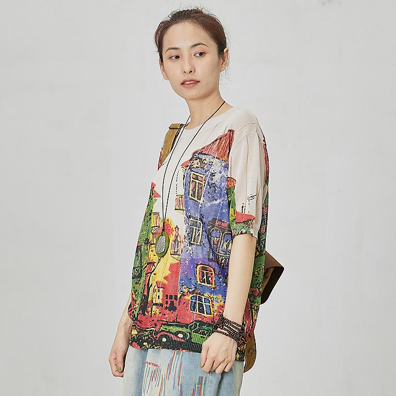 Casual Comfortable Printed Loose Knitting T-Shirt