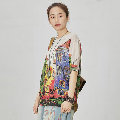 Casual Comfortable Printed Loose Knitting T-Shirt