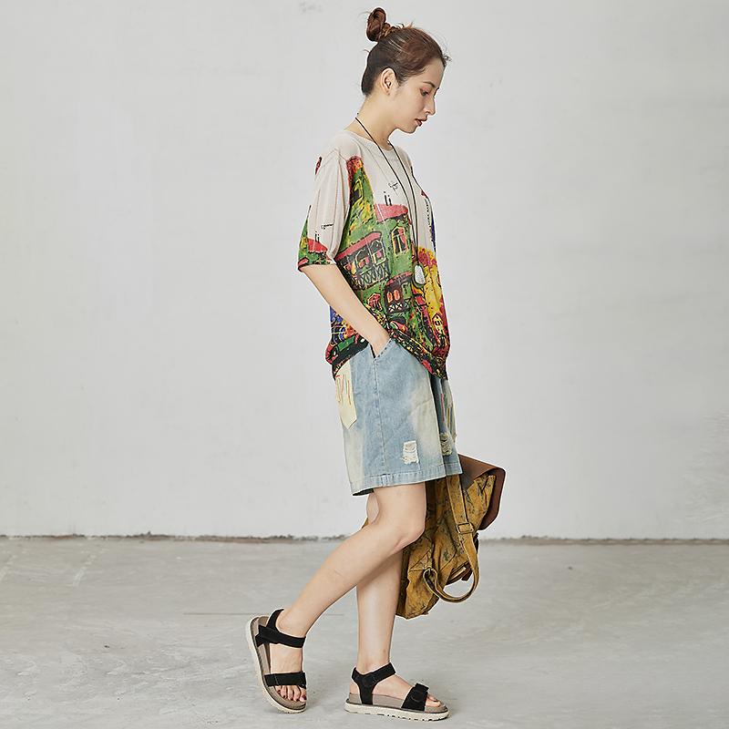 Casual Comfortable Printed Loose Knitting T-Shirt