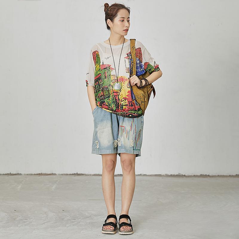 Casual Comfortable Printed Loose Knitting T-Shirt