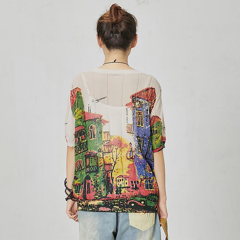 Casual Comfortable Printed Loose Knitting T-Shirt