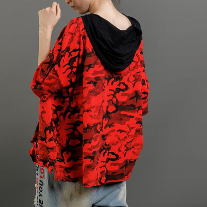 Casual Cotton Hooded Short Sleeve Blouse