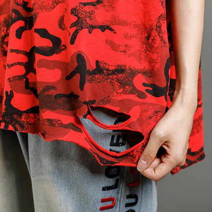 Casual Cotton Hooded Short Sleeve Blouse