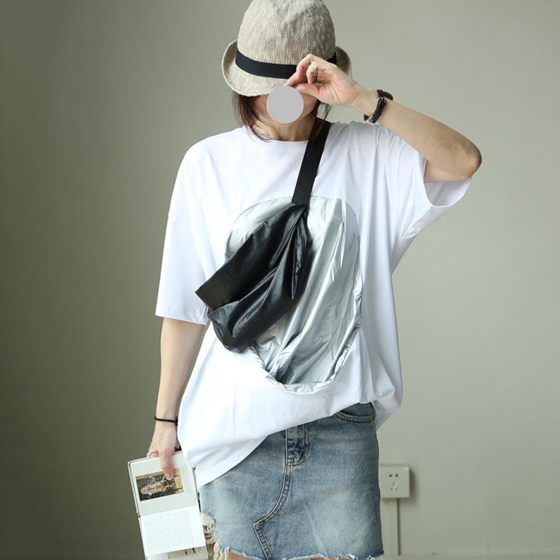 Casual Cotton Patchwork Short Sleeve Blouse