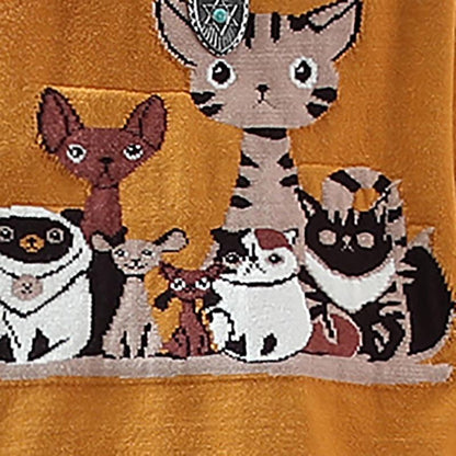 Casual Cute Cartoon O-neck Knit Shirt