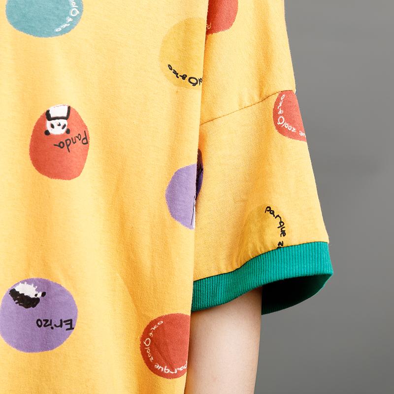 Casual Cute Round Neck Cartoon T-Shirt